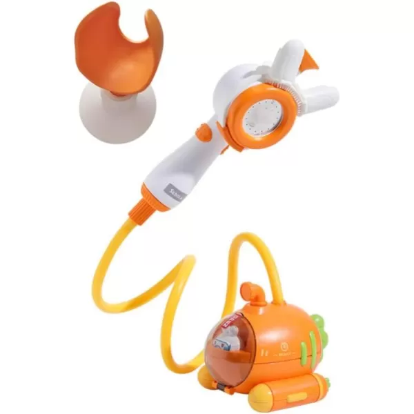 Bath Toy Submarine Spray Station Battery Operated Water Pump with Hand Shower Head Cartoon Carrot Bathtub Toy for Purple Bathroom Accessories