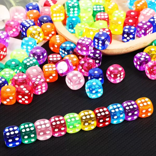 100 pcs Colorful Dice Classroom Party Bulk Dice Math Games Educational Toys Dice Game Props Multicolor