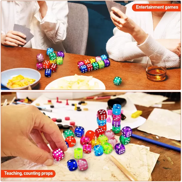 100 pcs Colorful Dice Classroom Party Bulk Dice Math Games Educational Toys Dice Game Props Multicolor