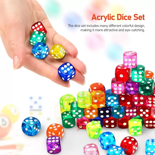 100 pcs Colorful Dice Classroom Party Bulk Dice Math Games Educational Toys Dice Game Props Multicolor