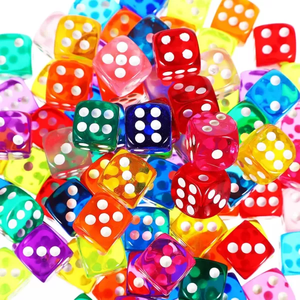 100 pcs Colorful Dice Classroom Party Bulk Dice Math Games Educational Toys Dice Game Props Multicolor