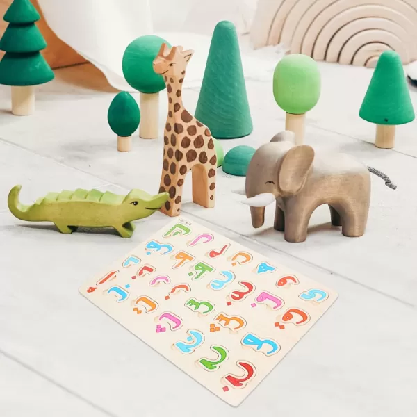 Arabic Alphabet Puzzle Board Number Shape Puzzles Jigsaw Puzzle Learning Puzzle 3D Blocks Board Educational DevelopingAlphabet