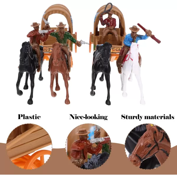 Home Decor 2 Set Roping and Horse Toy Playset West Carriage Models Plastic Figures Playset Miniature Decoration Educational Toys for Birthday Worlds Smallest