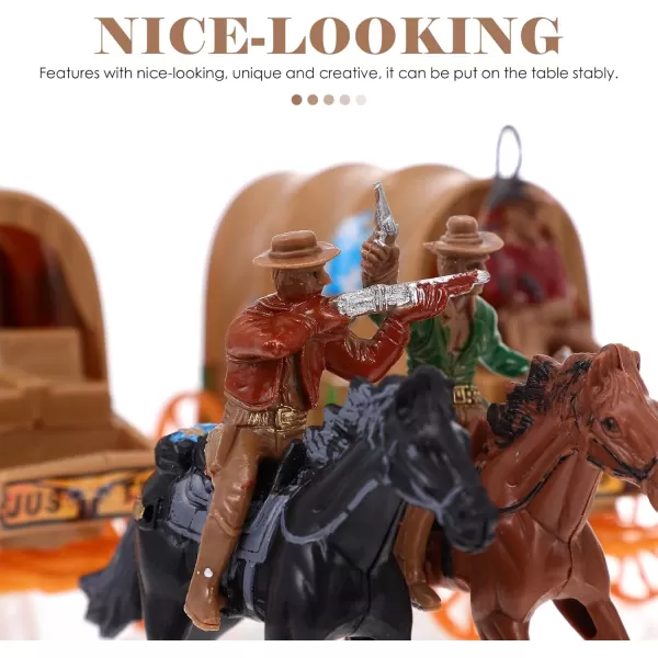 Home Decor 2 Set Roping and Horse Toy Playset West Carriage Models Plastic Figures Playset Miniature Decoration Educational Toys for Birthday Worlds Smallest