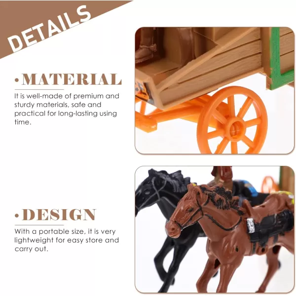 Home Decor 2 Set Roping and Horse Toy Playset West Carriage Models Plastic Figures Playset Miniature Decoration Educational Toys for Birthday Worlds Smallest