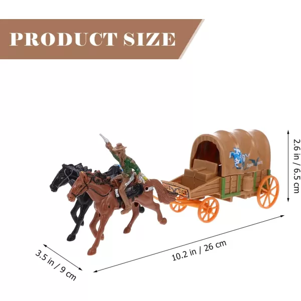 Home Decor 2 Set Roping and Horse Toy Playset West Carriage Models Plastic Figures Playset Miniature Decoration Educational Toys for Birthday Worlds Smallest