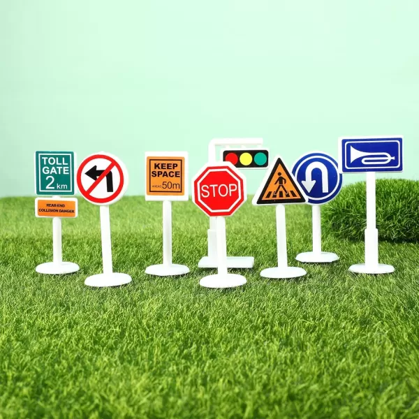 Play Traffic Signs Street Road Signs Playset Roadblocks Toyset Kids Safety Education Traffic Model Kit