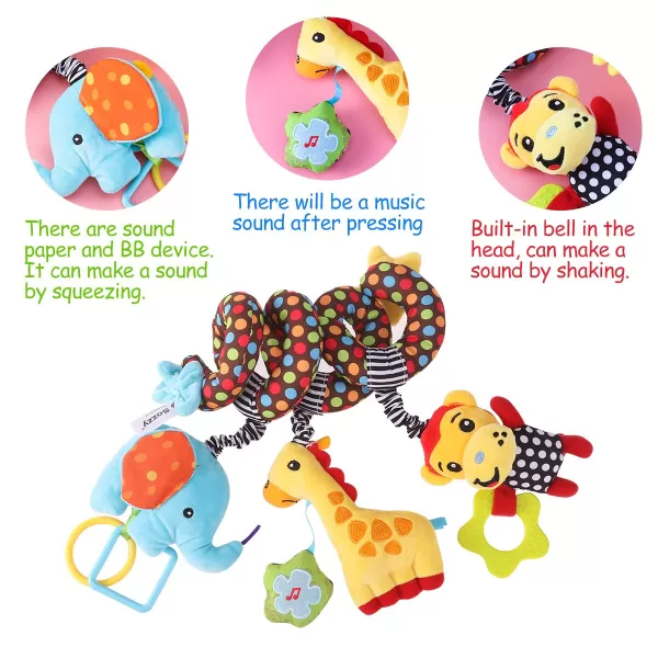 TOYMYTOY Kid Baby Spiral Bed Stroller Toy Monkey Elephant Educational Plush Toy