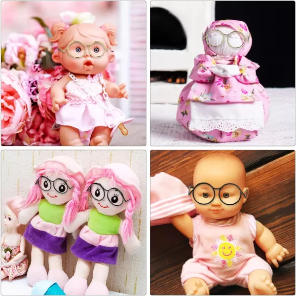 Toyvian 20PCS Mini Doll Glasses Metal Wire Glasses Miniature Crafts Glasses Frames Classic Eyewear Dollhouse Glasses Tiny Eyeglasses Small Doll Costume Glasses Frames for Crafts