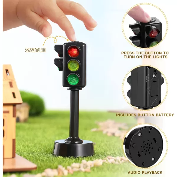 Toyvian 2pcs Traffic Light Kids Traffic Light Toys Stoplight Toys with Sound Light Simulation Traffic Light Model Toys Traffic Sign Model Toy Electronic Educational Toys for Kids