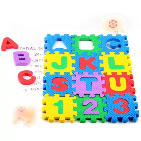 Toyvian 36pcs Mini Number Alphabet Alphabet Puzzle Mini Floor Mat for Baby Mini Foam Puzzle Baby Foam Play Mat Table Mat for Kids Alphabet Mat Play Mats for Toddlers24x24x04inch