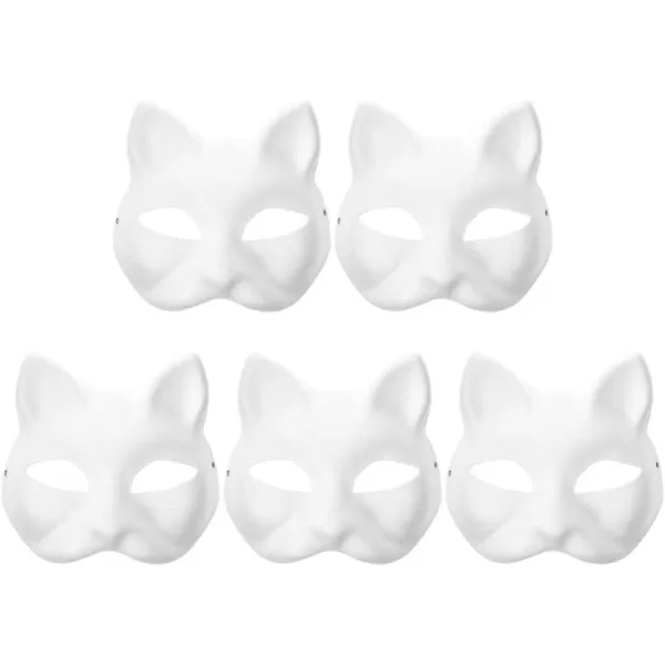 Toyvian 5pcs Blank Cat Masks Therian Masks Kindergarten Costume Paper Cat Masks Cosplay Cat Therian Masks Unpainted Cat Masks Mask Arts and Crafts Half Face Mask