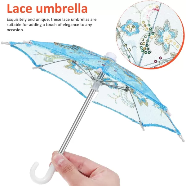 Toyvian 6pcs Mini Lace Umbrellas Doll Lace Parasols Mini Sequins Lace Umbrellas Mini Parasol Shining Umbrellas for Decor Mini Lace Parasols for Wedding Guests Baby Shower Tea Party