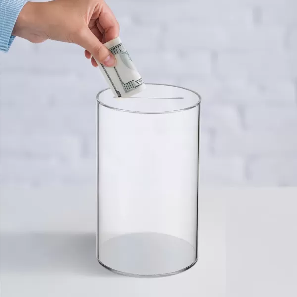 Toyvian Acrylic Clear Piggy Bank Unbreakable Break to Open Money Saving Box for Cash  Unopenable Clear Coins Jar Clear Piggy Bank for Kids Adults