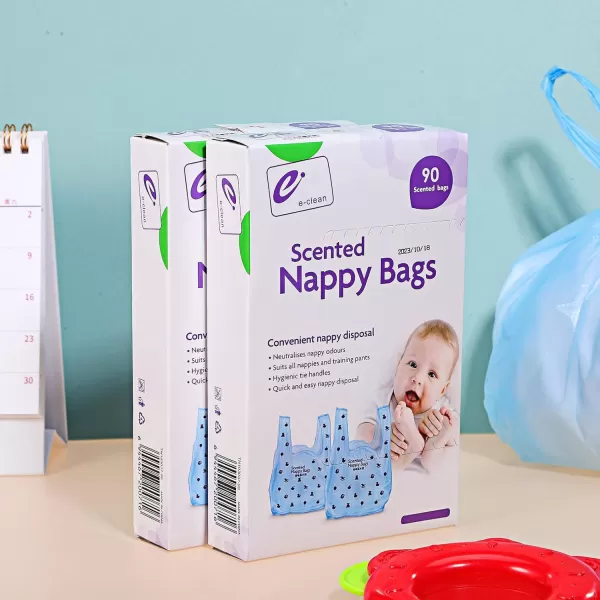 Toyvian Baby Disposable Diaper Bags 180pcs Scented Disposable Diaper Sacks Trash Bags Refills Baby Diaper Trash Bags with Tie Handle Thickened Safe 90PCSBox 2 Boxes