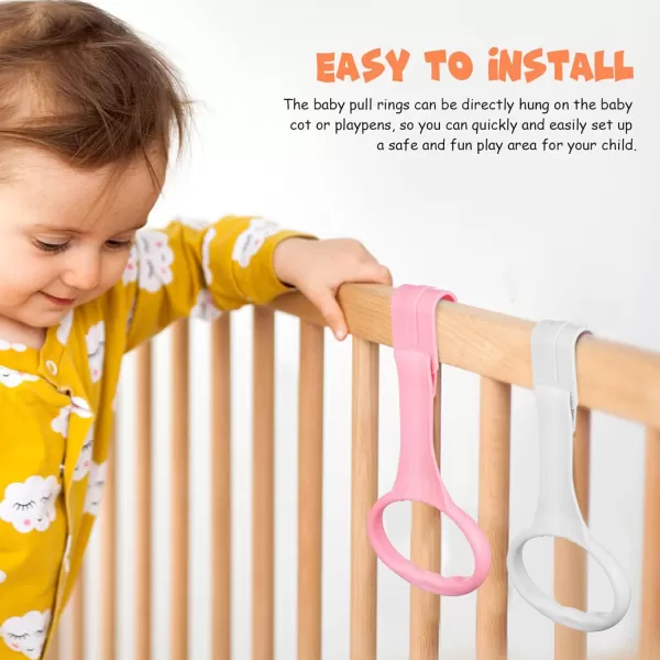 Toyvian Baby Pull up Rings 4 Pcs Pullups Handles for Baby Playpen  Infant Pull to Stand Toys Crib Walking Assistant Rings