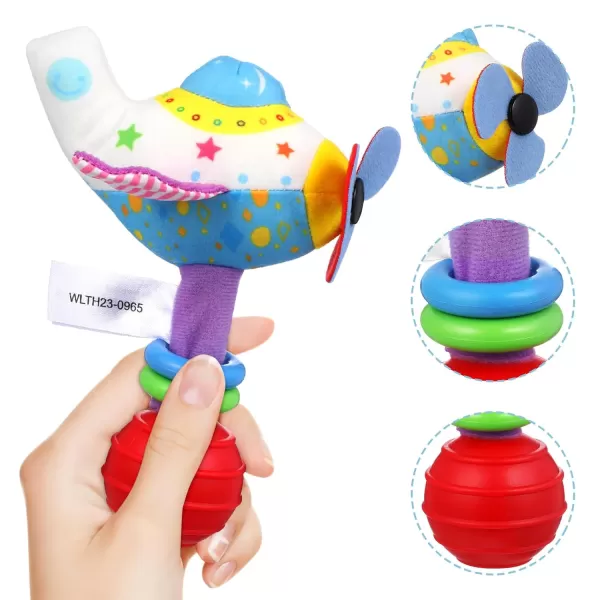 Toyvian Baby Soft Rattles Toy Infant Shaker Teether Cute Stuffed Airplane Handbells Soft Baby Rattle Toy Airplane Rattles Toy for Newborn Baby Gifts