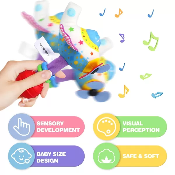 Toyvian Baby Soft Rattles Toy Infant Shaker Teether Cute Stuffed Airplane Handbells Soft Baby Rattle Toy Airplane Rattles Toy for Newborn Baby Gifts