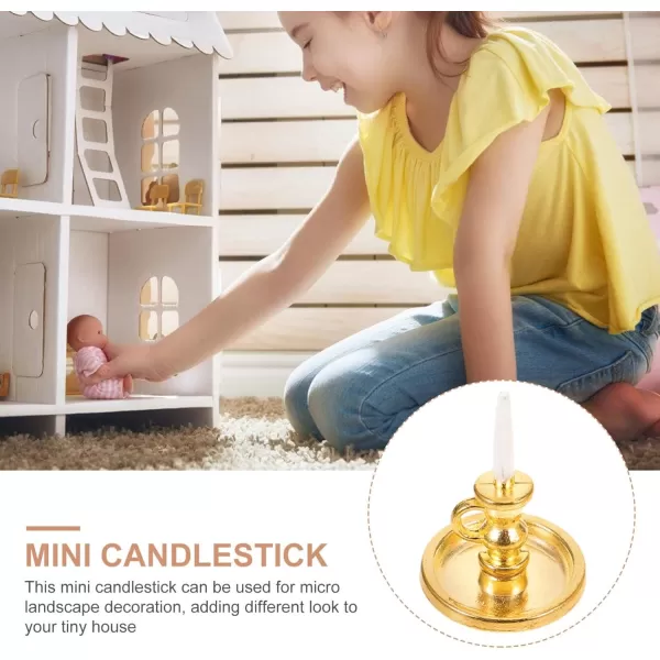 Toyvian Doll House Candlestick 2PCS Miniature Candle Holders 112 Tiny House Candlesticks Mini House Candle Holder Decorations Dollhouse Miniature Accessories