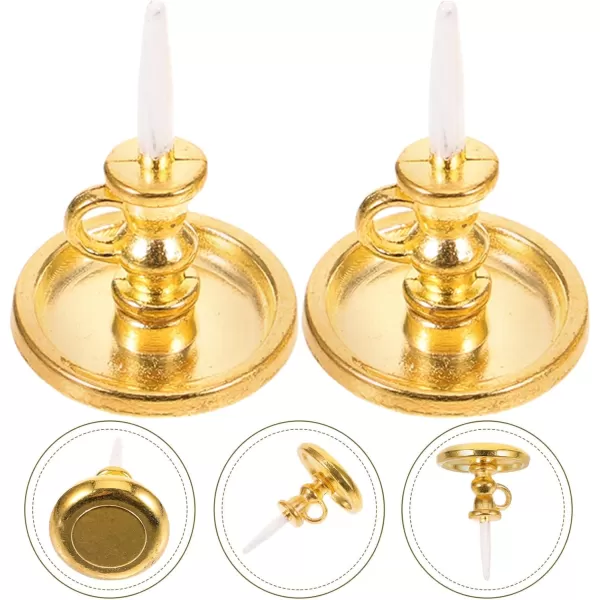 Toyvian Doll House Candlestick 2PCS Miniature Candle Holders 112 Tiny House Candlesticks Mini House Candle Holder Decorations Dollhouse Miniature Accessories