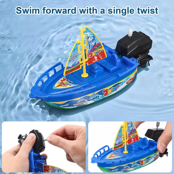 Toyvian Kids Plastic Boat Toys 6PCS Boys Vehicles Playset Boatsail Wind up Toys for Bathtub Motorboats Kids Bathtub Toys  Speedboats Clockwork Toy for Pool Outdoor  Random Color