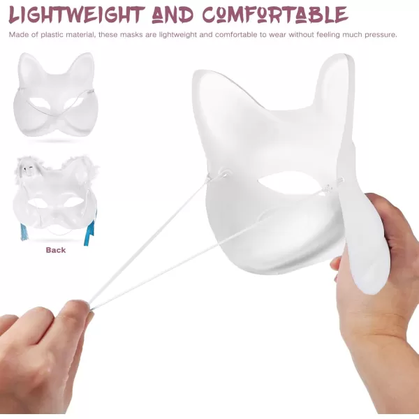 Toyvian LED Cat Therian Masks DIY 8PCS Furry Fox Masquerade Masks Light Up Halloween Party Cosplay Fox Masks White Blank PVC Masks for Women  Painted Decorating Fox Masks