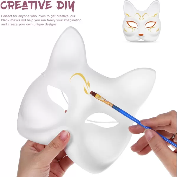 Toyvian LED Cat Therian Masks DIY 8PCS Furry Fox Masquerade Masks Light Up Halloween Party Cosplay Fox Masks White Blank PVC Masks for Women  Painted Decorating Fox Masks