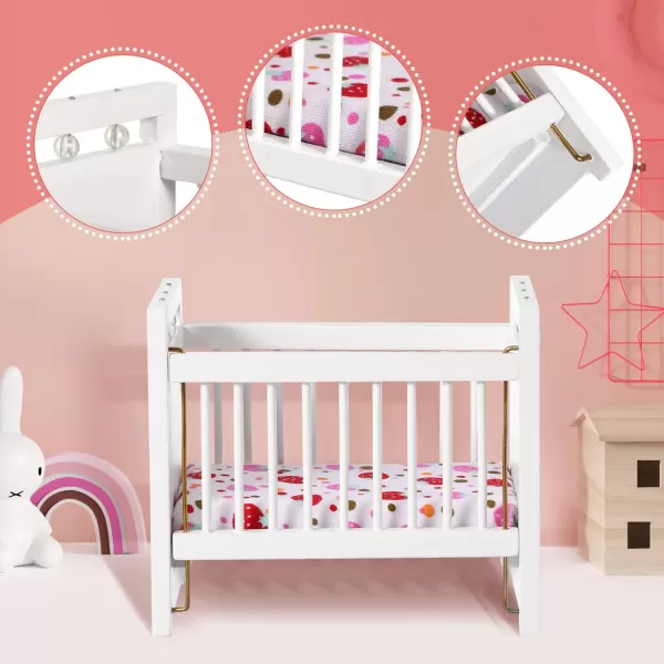 Toyvian Miniature Doll Crib Dollhouse Crib Wobble Toys Baby Doll Cradle Wooden Crib White Bamboo Silk Crib Mini Furniture 112 Miniature Bed White