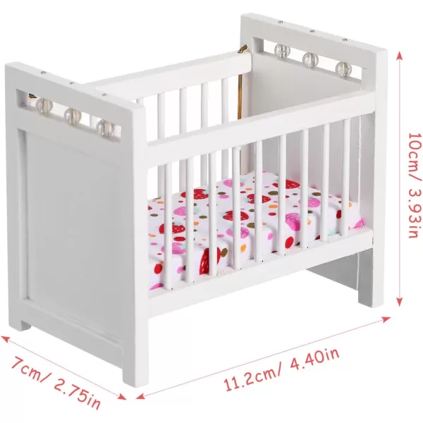 Toyvian Miniature Doll Crib Dollhouse Crib Wobble Toys Baby Doll Cradle Wooden Crib White Bamboo Silk Crib Mini Furniture 112 Miniature Bed White