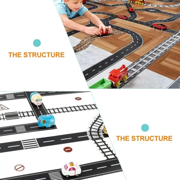 Toyvian Road Race Track Sticker Roll for Toy Car Trains Toy Tape Stickers Railway Road Tape Train Track Removable Tape for Kids Toys Removable Trains Tight Curves Stick to Floors Walls Train Track