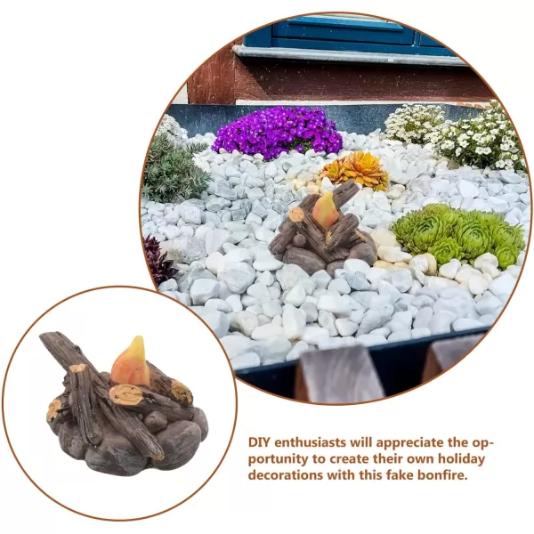 Toyvian Simulated Mini Stone Mini Campfire Resin Ornaments Miniature Bonfire Models Mini Fire Model Micro Landscape Scene Building Dollhouse Accessories