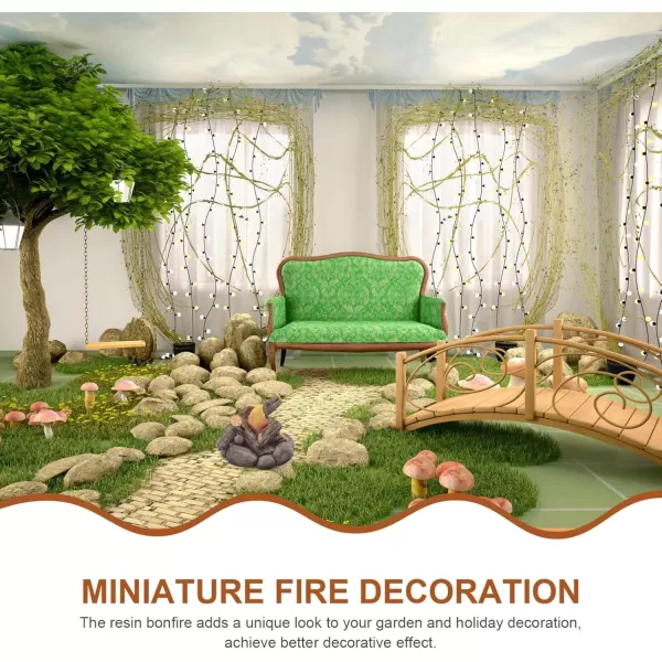 Toyvian Simulated Mini Stone Mini Campfire Resin Ornaments Miniature Bonfire Models Mini Fire Model Micro Landscape Scene Building Dollhouse Accessories