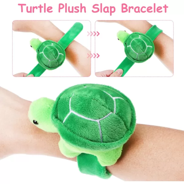 Toyvian Stuffed Turtle Animal Slap Bracelets Kids Plush Turtle Bracelets 2pcs Cartoon Turtle Wrist Huggers Bracelet Kids Toy Turtle Doll Valentines Day Slap Bracelet Easter Jewelry Party Favors