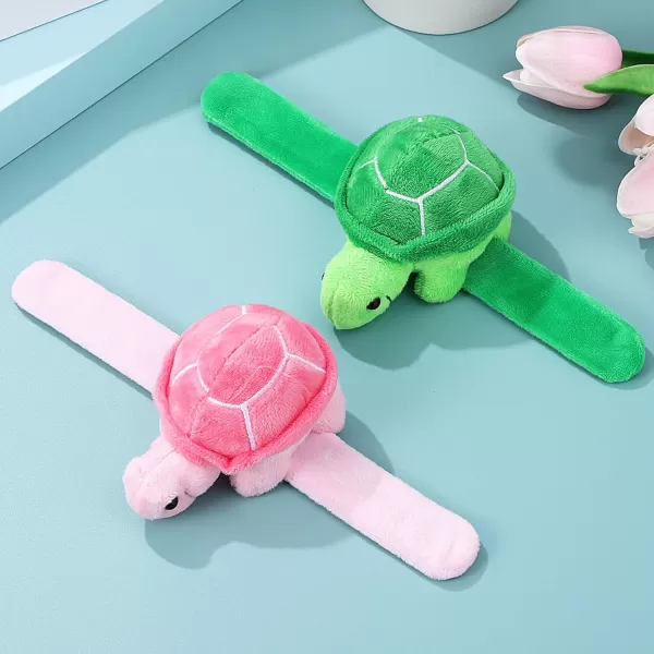 Toyvian Stuffed Turtle Animal Slap Bracelets Kids Plush Turtle Bracelets 2pcs Cartoon Turtle Wrist Huggers Bracelet Kids Toy Turtle Doll Valentines Day Slap Bracelet Easter Jewelry Party Favors