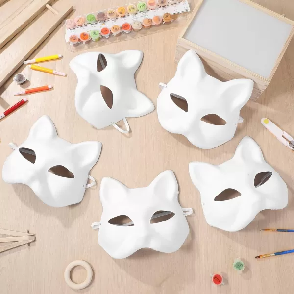 Toyvian Therain Cat Masks Blank 6Pcs Unpainted Paper Cat Mask DIY Cat Masks Kids Blank Cat Masks Decorate  Paintable Cat Mask with Strap  Plain White DIY Cat Masks for Masquerade Craft Halloween