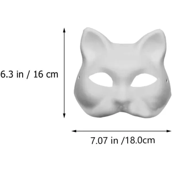 Toyvian Therain Cat Masks Blank 6Pcs Unpainted Paper Cat Mask DIY Cat Masks Kids Blank Cat Masks Decorate  Paintable Cat Mask with Strap  Plain White DIY Cat Masks for Masquerade Craft Halloween