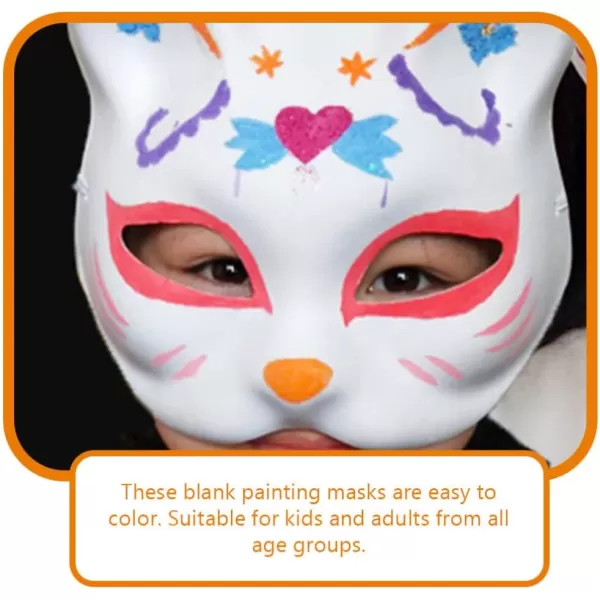 Toyvian Therain Cat Masks Blank 6Pcs Unpainted Paper Cat Mask DIY Cat Masks Kids Blank Cat Masks Decorate  Paintable Cat Mask with Strap  Plain White DIY Cat Masks for Masquerade Craft Halloween