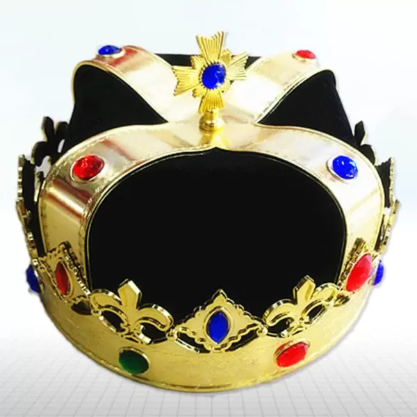 Toyvian Velvet Royal Hat Cospaly King Crown Kids Birthday Golden Crowns with Gems for Cosplay King  Halloween Party CostumeBlack