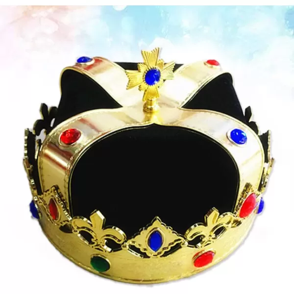 Toyvian Velvet Royal Hat Cospaly King Crown Kids Birthday Golden Crowns with Gems for Cosplay King  Halloween Party CostumeBlack