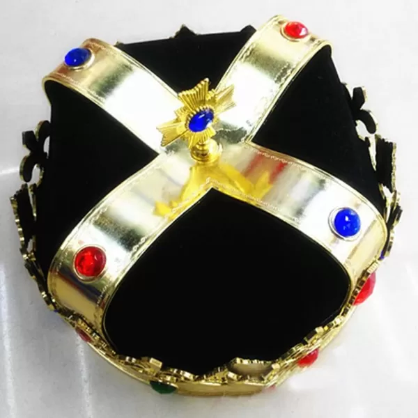 Toyvian Velvet Royal Hat Cospaly King Crown Kids Birthday Golden Crowns with Gems for Cosplay King  Halloween Party CostumeBlack