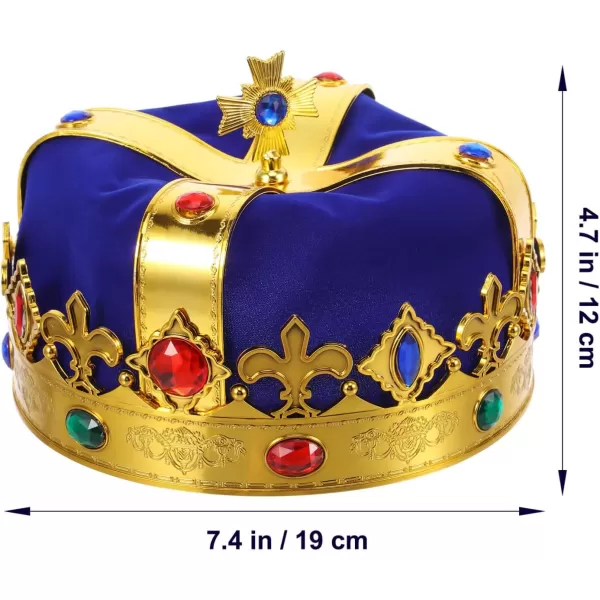 Toyvian Velvet Royal Hat Cospaly King Crown Kids Birthday Golden Crowns with Gems for Cosplay King  Halloween Party CostumeBlue