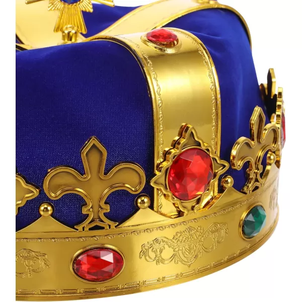 Toyvian Velvet Royal Hat Cospaly King Crown Kids Birthday Golden Crowns with Gems for Cosplay King  Halloween Party CostumeBlue