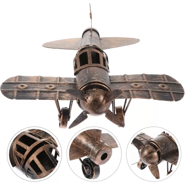 Vintage Airplane Model Wrought Iron Plane Model Retro Glider Plane Flying Aeroplane Model Outdoor Toys Birthday Christmas Party Favors Bronze