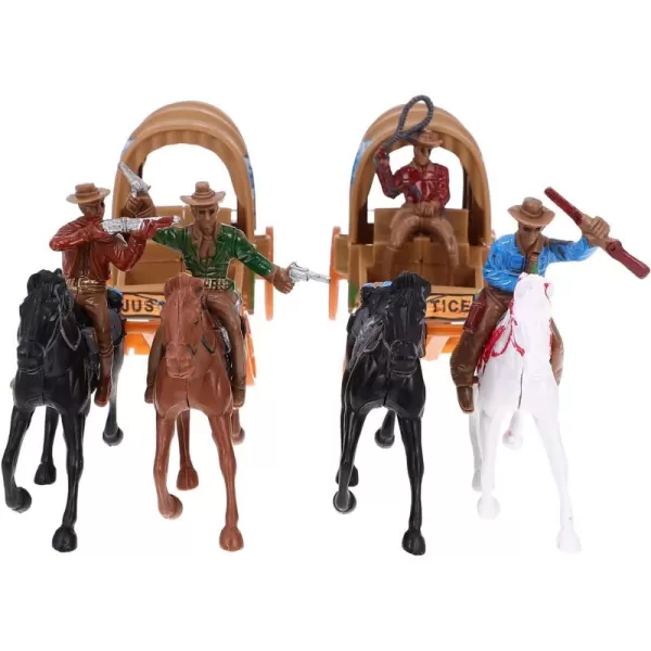 Home Decor 2 Set Roping and Horse Toy Playset West Carriage Models Plastic Figures Playset Miniature Decoration Educational Toys for Birthday Worlds Smallest