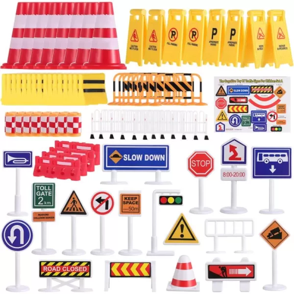 Play Traffic Signs Street Road Signs Playset Roadblocks Toyset Kids Safety Education Traffic Model Kit