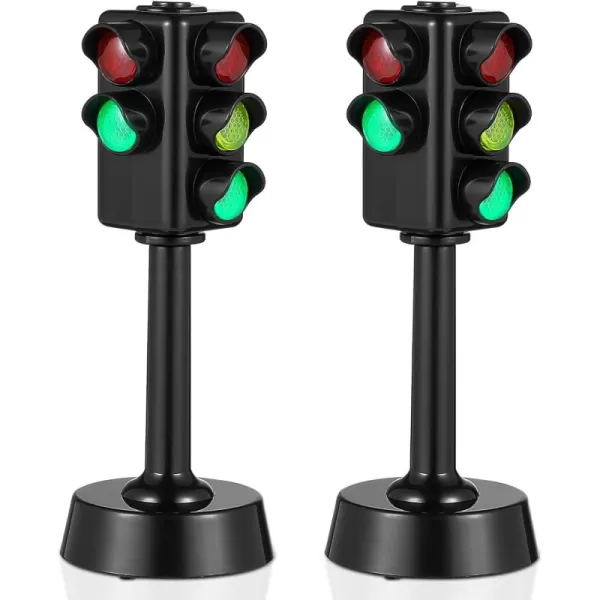 Toyvian 2pcs Traffic Light Kids Traffic Light Toys Stoplight Toys with Sound Light Simulation Traffic Light Model Toys Traffic Sign Model Toy Electronic Educational Toys for Kids