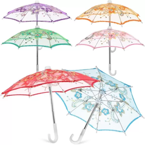 Toyvian 6pcs Mini Lace Umbrellas Doll Lace Parasols Mini Sequins Lace Umbrellas Mini Parasol Shining Umbrellas for Decor Mini Lace Parasols for Wedding Guests Baby Shower Tea Party