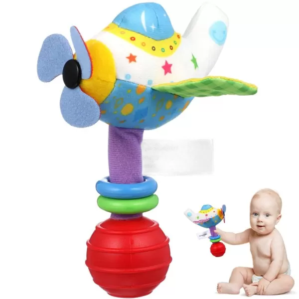 Toyvian Baby Soft Rattles Toy Infant Shaker Teether Cute Stuffed Airplane Handbells Soft Baby Rattle Toy Airplane Rattles Toy for Newborn Baby Gifts