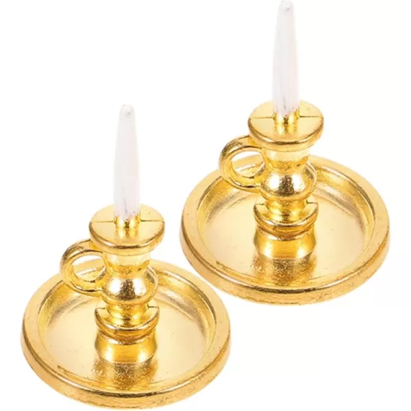 Toyvian Doll House Candlestick 2PCS Miniature Candle Holders 112 Tiny House Candlesticks Mini House Candle Holder Decorations Dollhouse Miniature Accessories