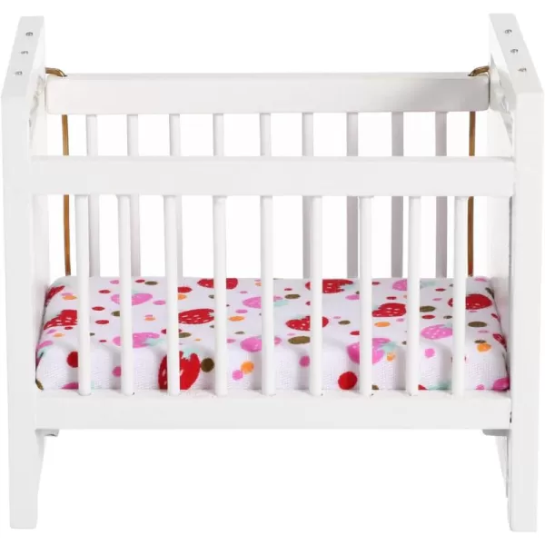 Toyvian Miniature Doll Crib Dollhouse Crib Wobble Toys Baby Doll Cradle Wooden Crib White Bamboo Silk Crib Mini Furniture 112 Miniature Bed White